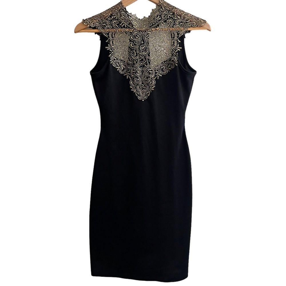 Black gold Bodycon above the knee dress Size S